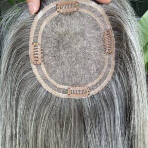 1 monofilament lace toppers #grey 5.5×6.5 topper raw hair 12inch (copy)